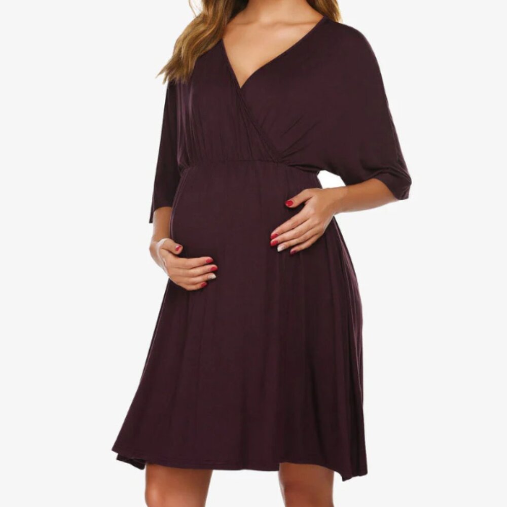 Ekouaer Maternity Dress Nursing Nightgown (S)